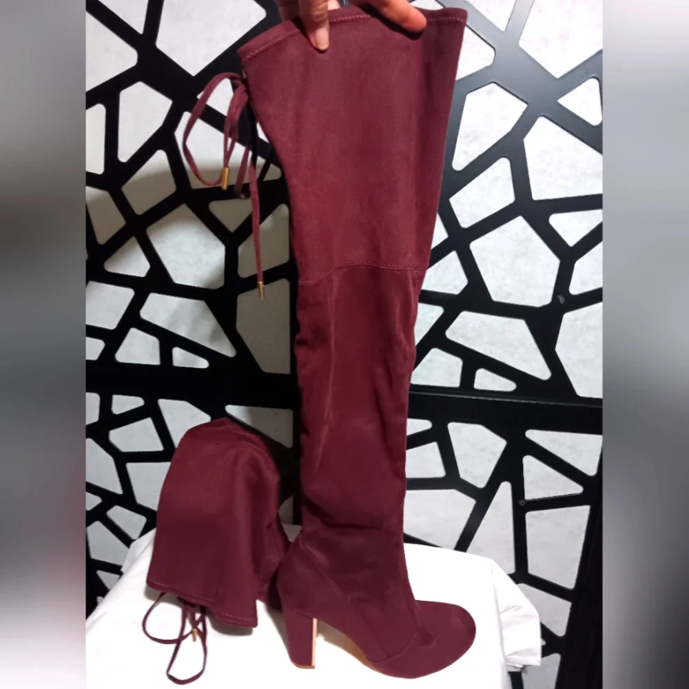 BetseyVille + Target - Heeled Over-the-knee Boot - Wine, Gold - Sz 8.5